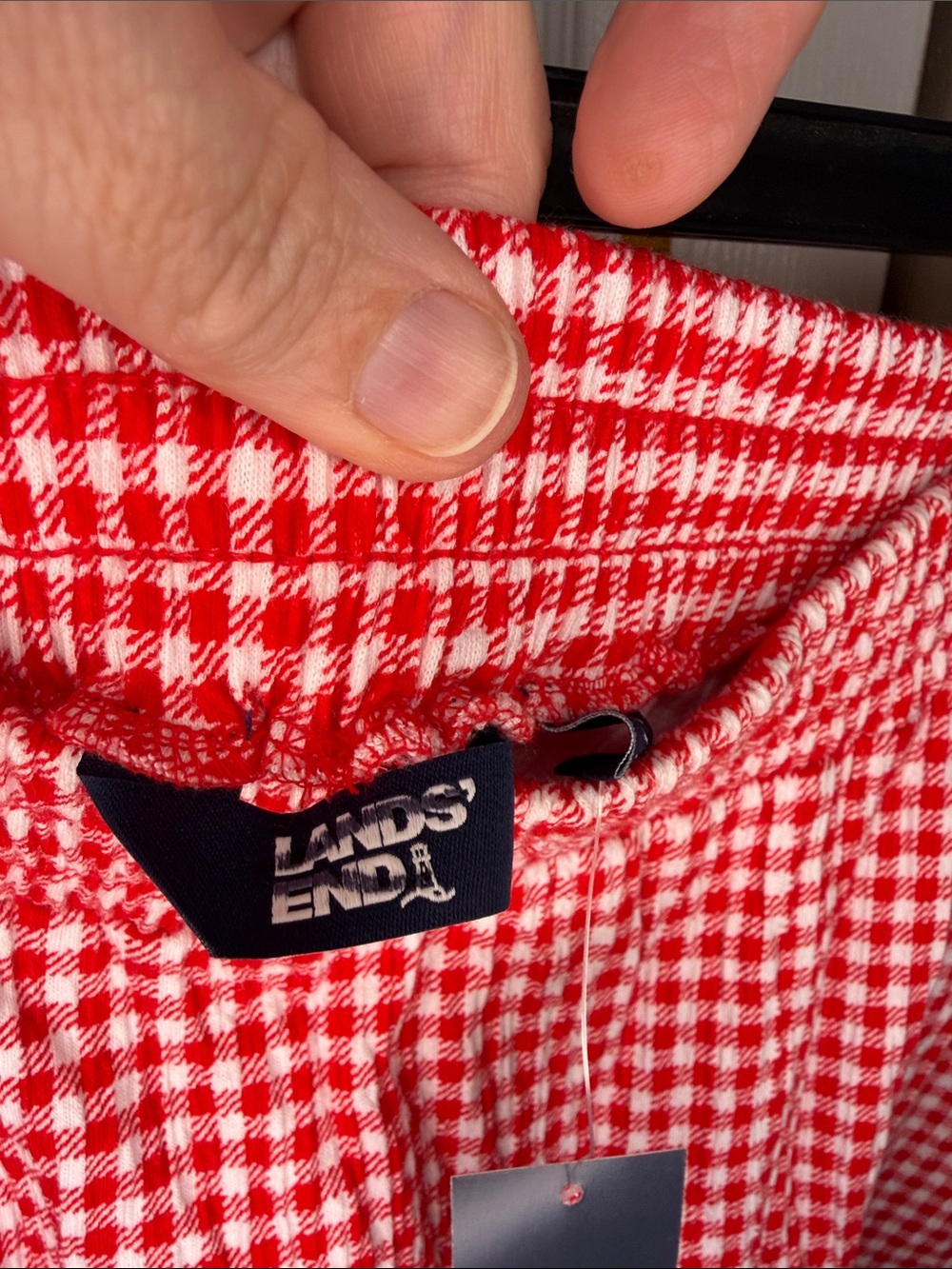 Lands' End Red and White Gingham A-Line Tiered Skirt - Picture 4 of 6